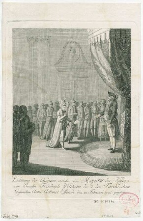 Vorstellung der Audienz welche seine Mayestät der König von Preussen, Friedrich Wilhelm der II., den Türckischen Gesandten Asmi Achmet Effendi den 21. Februari 1791 gegeben