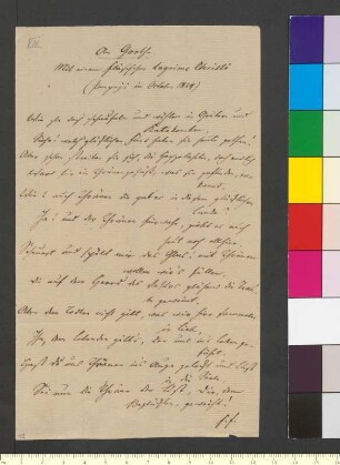 Gedicht: "An Goethe. Mit einem ...äschchen lagrime Christi (Pompeji im October 1829)"