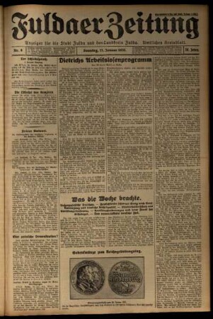 Erste Ausgabe vom Sonntag, den 11. Januar 1931.