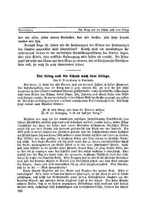 Der Krieg und die Schule nach dem Kriege