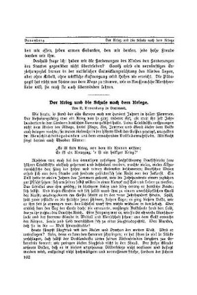 Der Krieg und die Schule nach dem Kriege