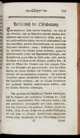Verhältniß der Offenbarung.