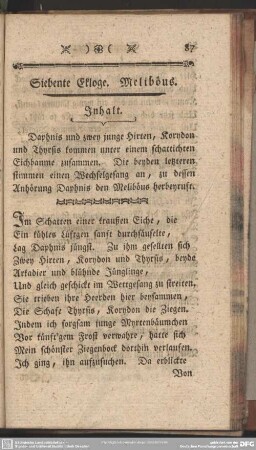 Siebente Ekloge. Meliböus