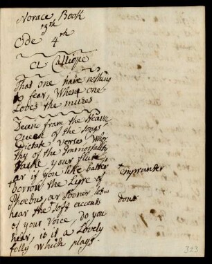 Horace Book 3th Ode 4th a Calliope