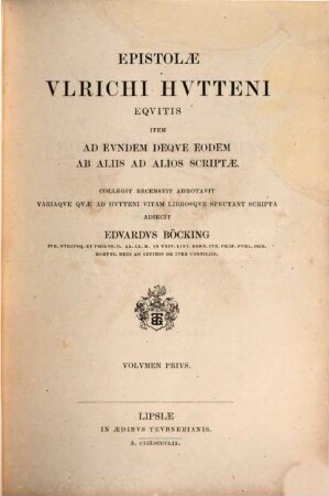 Ulrichi Hutteni Opera quae reperiri potuerunt omnia, 1. Briefe von 1506 bis 1520