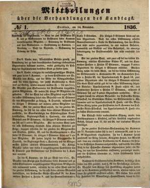 Mittheilungen über die Verhandlungen des Landtags im Königreiche Sachsen. 1836/37, Bd. 1
