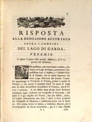Risposta Alla Deduzione Austriaca Sopra I Confini Del Lago Di Garda