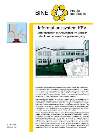 Informationssystem KEV. Referenzdaten für Anwender im Bereich der kommunalen Energieversorgung.