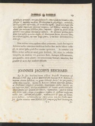 V. Joannes Jacobus Reichard