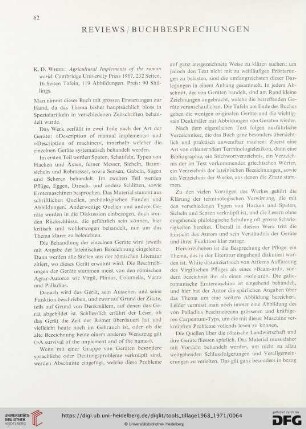 [Rezension von: K.D. White, Agricultural implements of the Roman world]