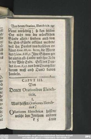 Caput III. Von Denen Orationibus Elenchticis.