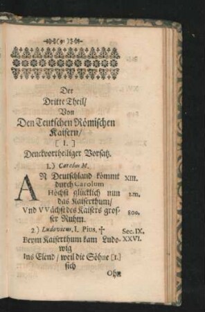 Der Dritte Theil/ Von den Teutschen Römischen Kaisern.