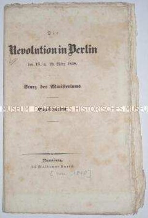 Schrift über die Berliner Revolution 1848