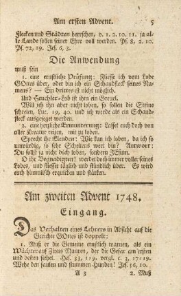 Am zweiten Advent 1748