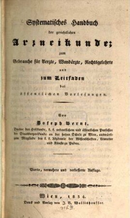 Systematisches Handbuch der gerichtlichen Arzneikunde