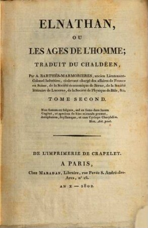 Elnathan, ou les ages de l'homme, 2