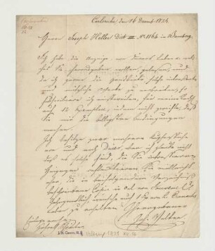 Brief von Johann Velten an Joseph Heller