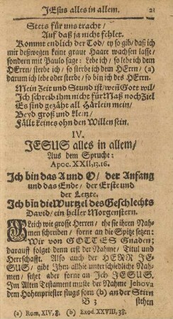 IV. Jesus alles in allem