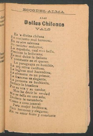 A las bellas chilenas : Vals