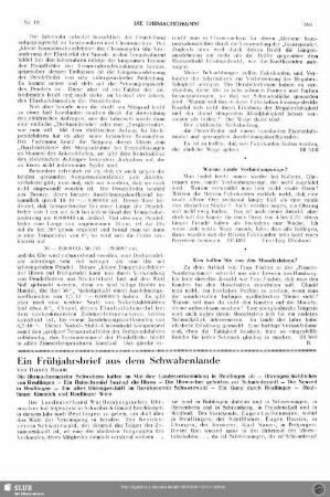 Ein Frühjahrsbrief aus dem Schwabenlande