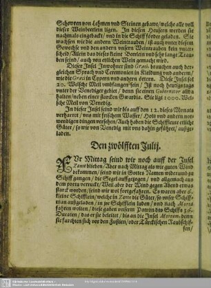 Den zwölfften Julij. - Den sechzehenden Julij