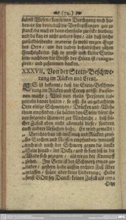 XXXVII. Von der Stein-Beschwerung im Rücken und Creutz