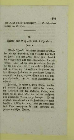 18. Friede mit Rußland und Schweden