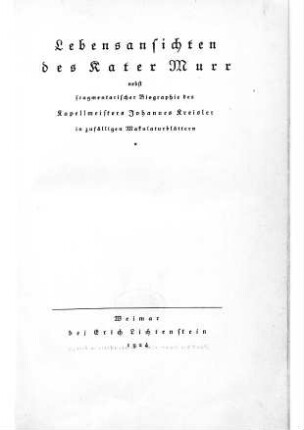 5: Lebensansichten des Kater Murr