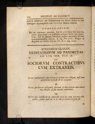 374-380, Sp. 185. De Sociorum contractibus cum extraneis