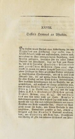 XXVIII. Saffo´s Hymnos an Afrodite