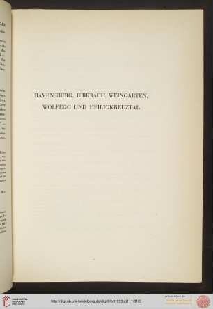 Ravensburg, Biberach, Weingarten, Wolfegg und Heiligkreuztal