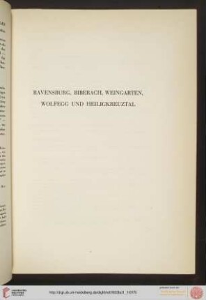 Ravensburg, Biberach, Weingarten, Wolfegg und Heiligkreuztal
