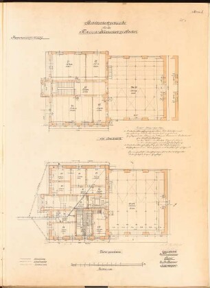 Bibliotheksgebäude der Technischen Hochschule, Aachen: Grundrisse 1.OG, UG 1:100