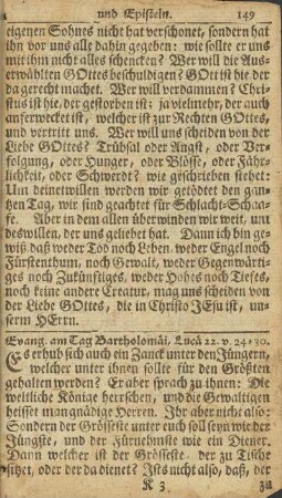 Evang. am Tag Bartholomäi, Lucä 22. v. 24-30.