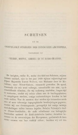Schetsen uit de oostelijke streken des Indischen Archipels, voornamelijk van Celebes, Boeton, Amboina en de Banda-Eilanden