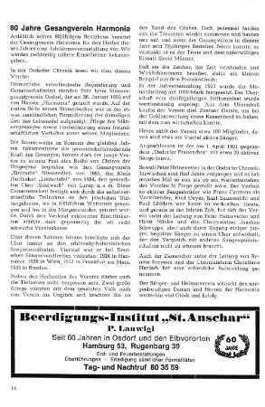 80 Jahre Gesangverein Harmonia