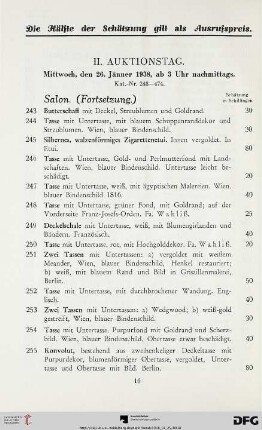 Auktionstag: Mittwoch, den 26. Jänner 1938, ab 3 Uhr nachmittags (Nr. 243-474)