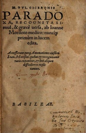 M. Tvl. Ciceronis Paradoxa