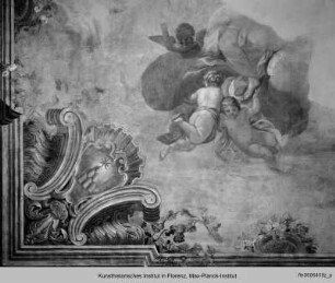 Mythologische Szene zwischen Wappenkartuschen der Chigi