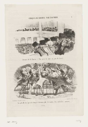 Intérieur de la Bourse, Blatt 1 der Folge "Croquis de Bourse“, in: "Le Charivari", Paris 1852