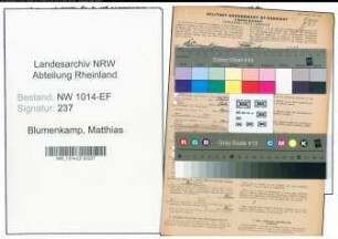 Entnazifizierung Matthias Blumenkamp , geb. 16.01.1897 (Gastwirt)