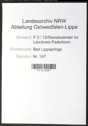 Sterberegister Standesamt Bad Lippspringe