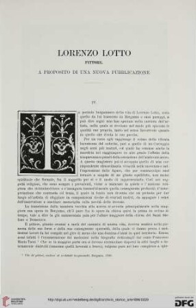 Ser.2: Lorenzo Lotto pittore, [2] : a proposito di una nuova pubblicazione