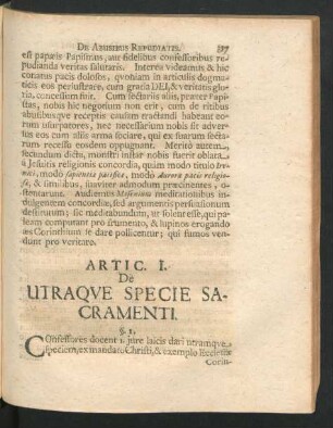 Artic. I. De Utraque Specie Sacramenti.