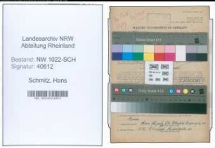 Entnazifizierung Hans Schmitz , geb. 11.05.1907 (Vertreter)