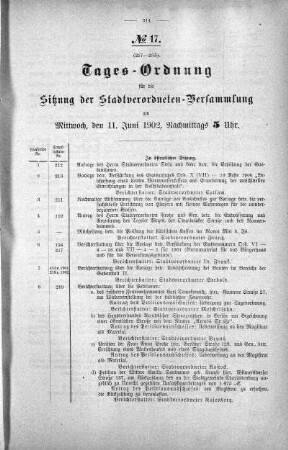 Tages-Ordnung, 11. Juni 1902