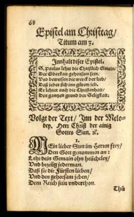 Epistel am Christtag ....