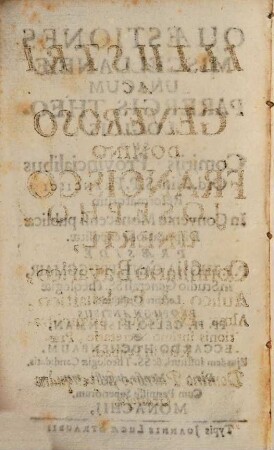 Quaestiones miscellaneae : unacum parergis theologicis