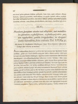 XLVI. Plumbum spatosum excolor aut albescens, aut metallicolor splendens ... Tab. XVI. Fig. 37