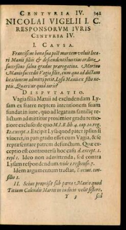 Nicolai Vigelii I. C. Responsorum Iuris Centuria IV.